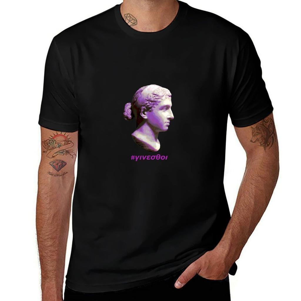 Ginesthoi Cleopatra Vii Marble Bust Tshirt Vintage Print Crew Neck Tee