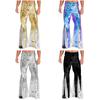 Mens Shiny 70s Disco Pants Metallic Flared Design Sequins Embellished Bell Bottoms Vintage Dance Party Costume
