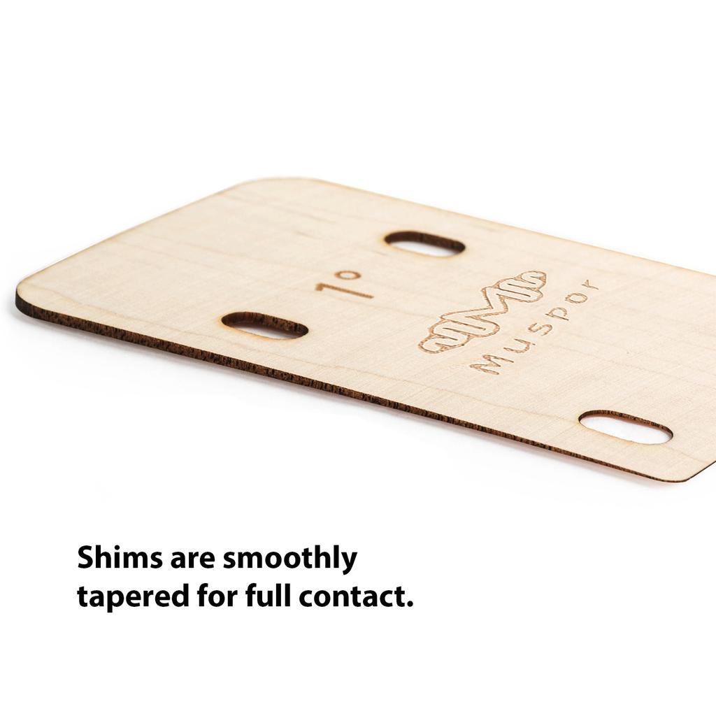 Muspor 3pcs Guitar Neck Shims Portable Bass Neck Plate Tool Solid Maple Wood Guitar Neck Shim Protection 0.25 0.5 1