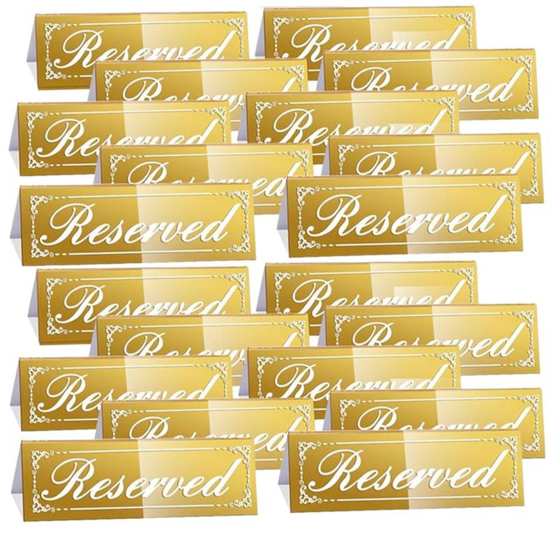 1/5/12Pcs/Pack Reserved Table Signs Wear-resistant Wedding Waterproof Acrylic Guest Reservation Gold Reserved Signs
