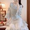 Elegant Women's Hanfu Tea Art Outfit - Summer Tang Suit Two-Piece