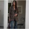 Vintage Leopard Women's Jacket Casual Turn-down Collar Single Breasted Women Coat Fashion Long Sleeve Jackets New Outerwear