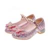 Girls' Princess Butterfly Crystal High Heel Shoes - Spring & Autumn Fashion Leather