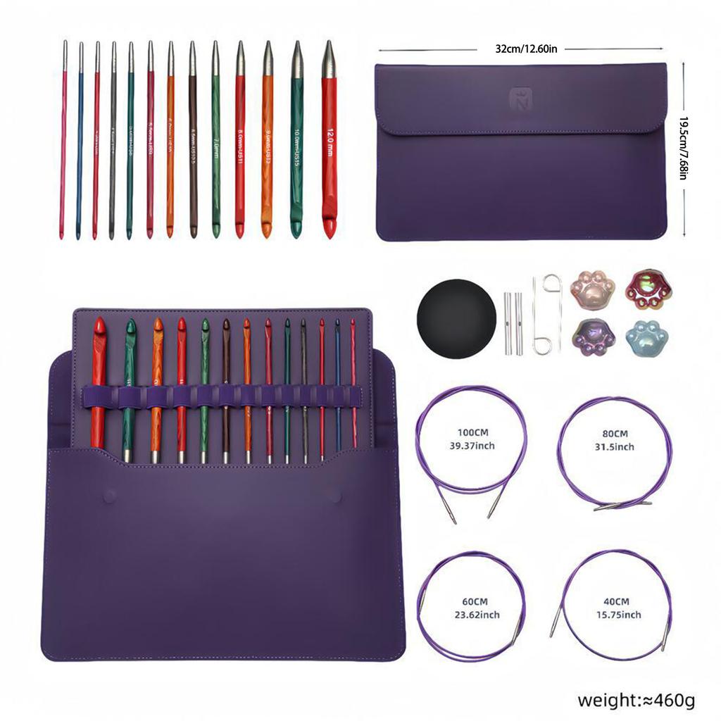 Набор тунисских крючков для вязания, набор сменных афганских крючков для вязания 3,5–12,0 мм, набор крючков для вязания ковров с сумкой для хранения