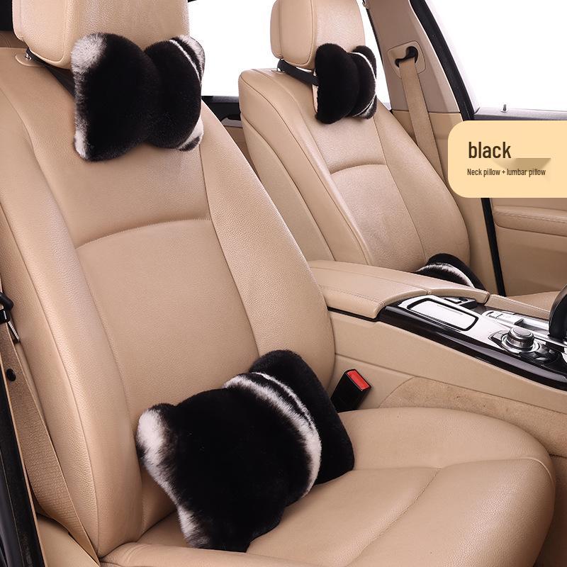 Новая подушка-подголовник для автомобиля из кроличьего меха - Модная, уютная зимняя поддержка шеи и спины для женщин (Пара)