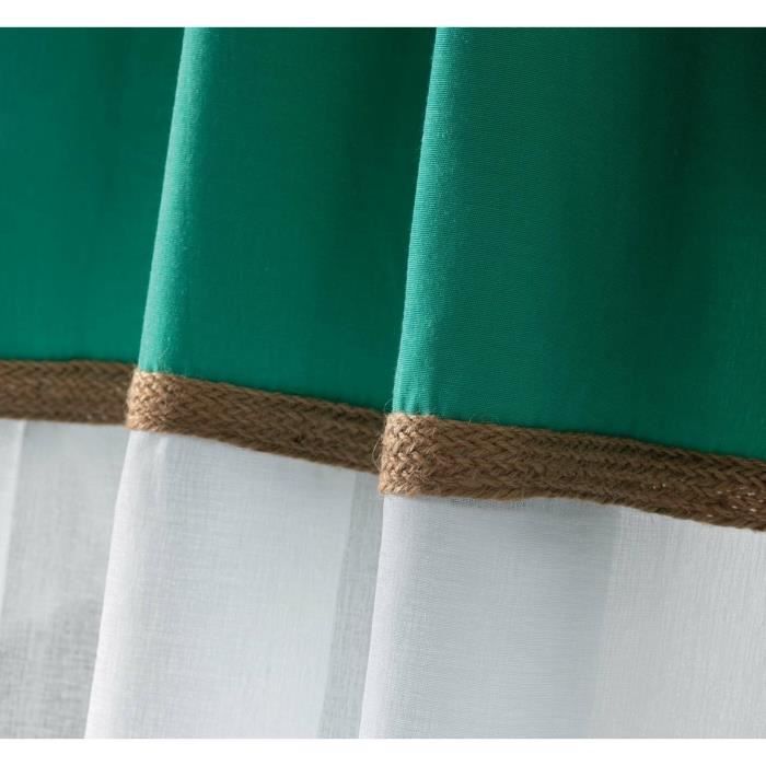 Rideau Voile - Kelonia - 140x280cm - Vert - Oeillets en métal - Lavable en machine à 30°