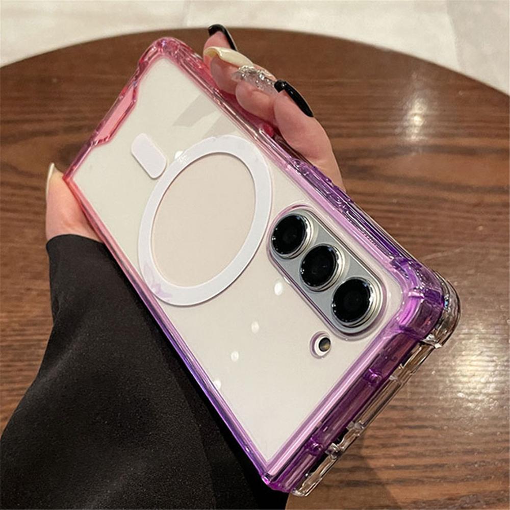 Прозрачный градиентный чехол-бампер Candy Color для Samsung Galaxy Z Fold 7 6 5 4 3 5G с защитой Magsafe для беспроводной зарядки