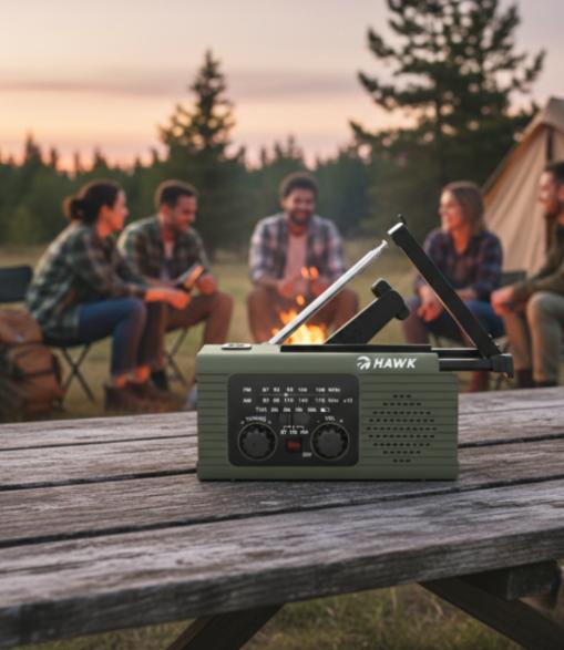 Radio solarne dynamo na korbkę hawk expedition r10 hwrdi410gn zielono-czarny
