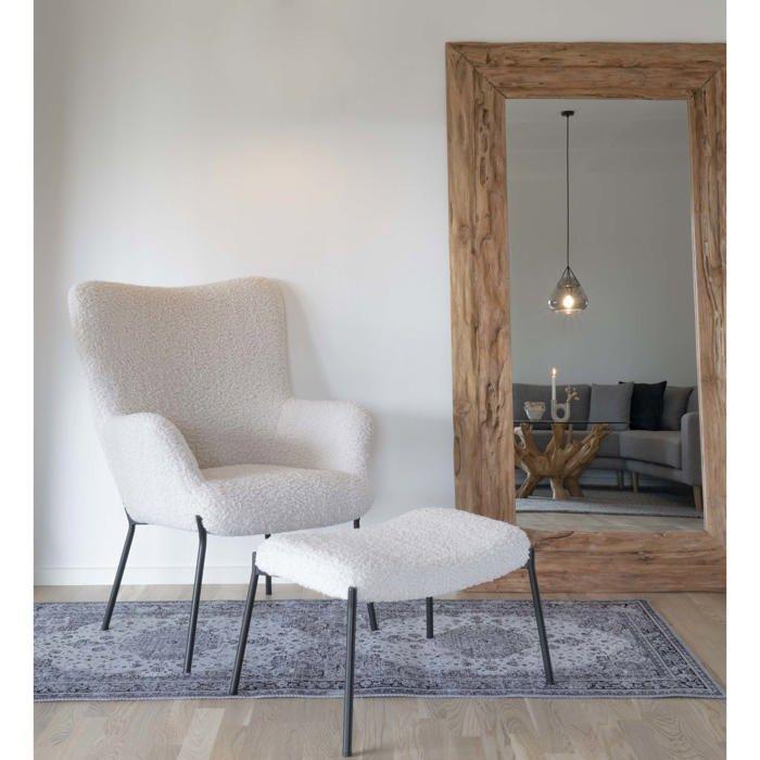 Glasgow Pouf, imitation peau de mouton, blanc.