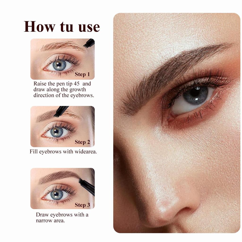 Карандаш для бровей Жидкий карандаш для бровей Водостойкий карандаш для бровей с наконечником-микровилкой Не размазывается Стойкий кофейный цвет