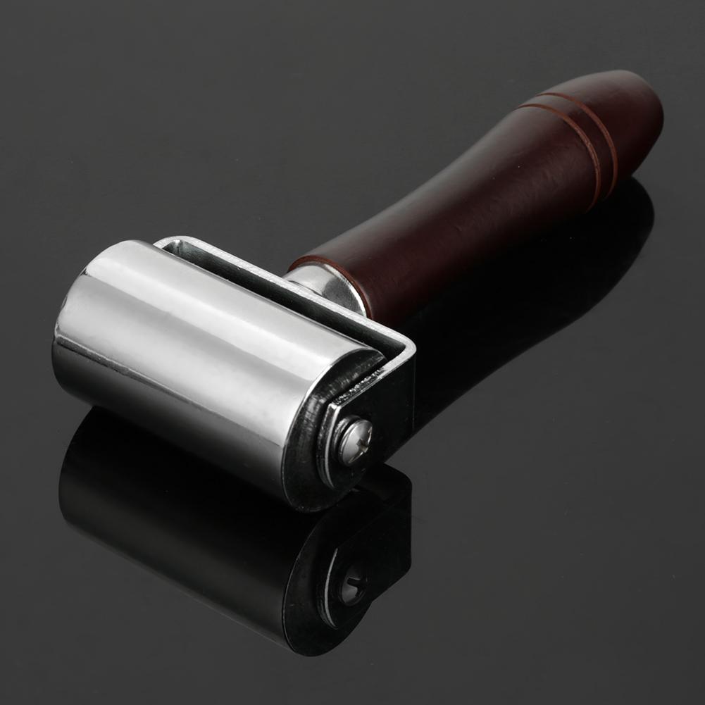 Glued Layer Rolling Tool, 60mm High Carbon Steel Lther Roller with Electroplated , Rl Wood Handle for Crafting