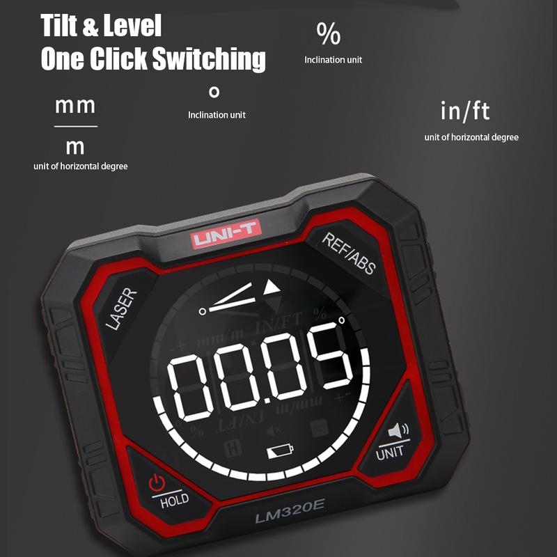 UNI-T LM320F/E/D Digital Inclinometer Laser Angle Meter High Precision 4x90° Relative & Absolute Measure Magnetic Inclinometer