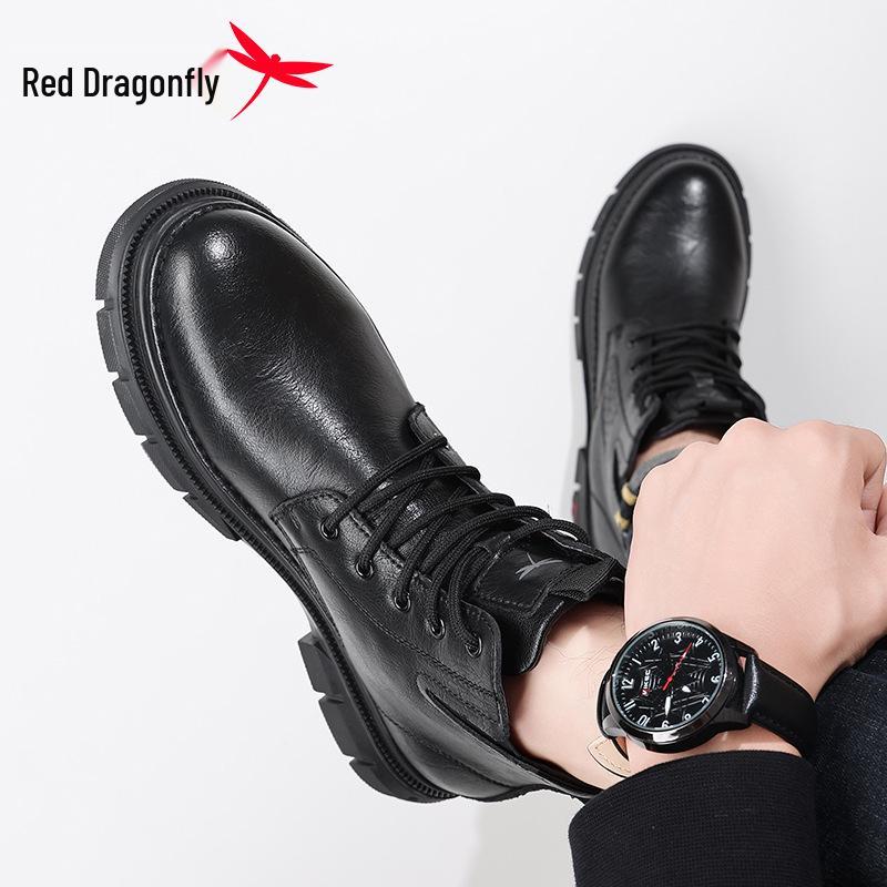 Мужские высокие ботинки Martin из натуральной кожи Red Dragonfly для осени/зимы