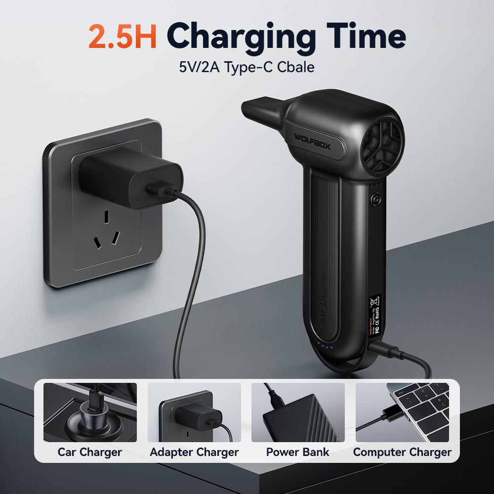 WOLFBOX DF100 Powerful Fan Duster Wireless Air Blower Air Duster 150000RPM 3-Speed 2 Years Free Warranty for Car/Home/Outdoor