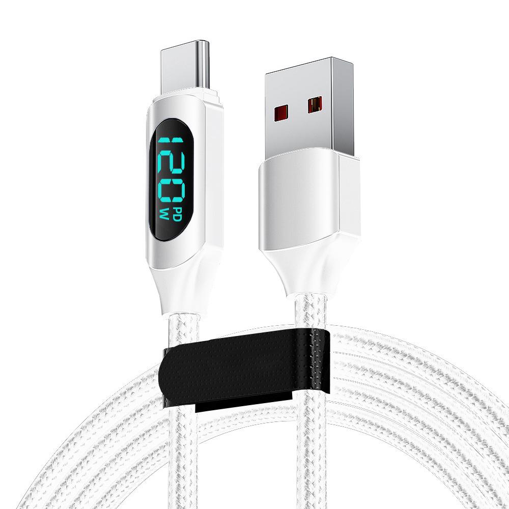 120 Вт Цифровой дисплей Type-C Кабель для быстрой зарядки для Apple, Huawei и Xiaomi