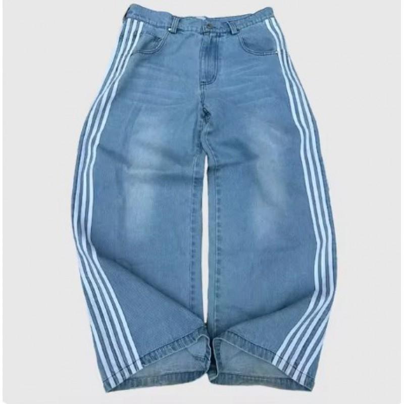 Womens Straight Leg Denim Jeans Vintage Streetwear Cotton Pants Mid-Rise Slim Fit Casual Trousers