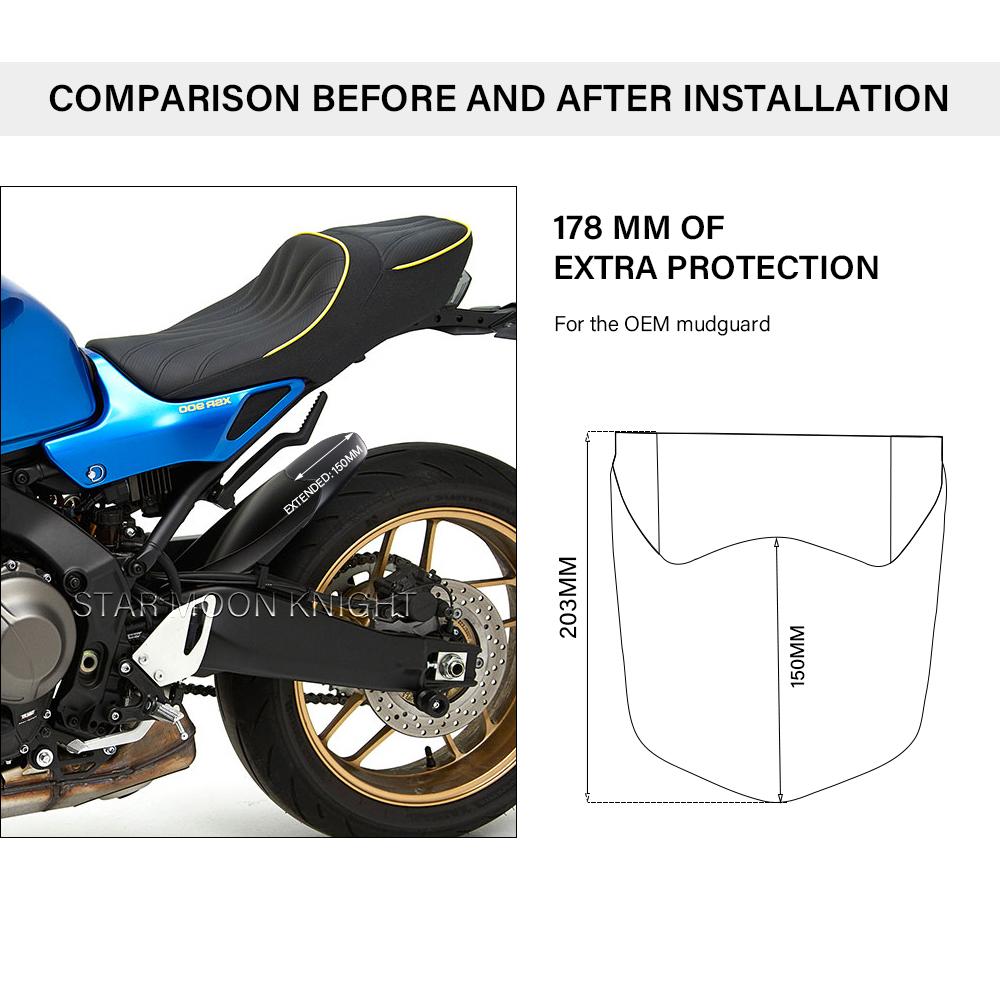 ABS Plastic Rear Extender Mudguard For YAMAHA XSR900 XSR 900 2022- Back Fender Extension Hugger Extension