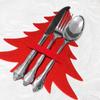 Felt Christmas Tree Cutlery Holders 4-Pack Red
