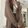 Spring and Autumn Retro Loose Solid Color Knitted Cardigan