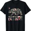 California Bear State Flag Floral Rose T-Shirt