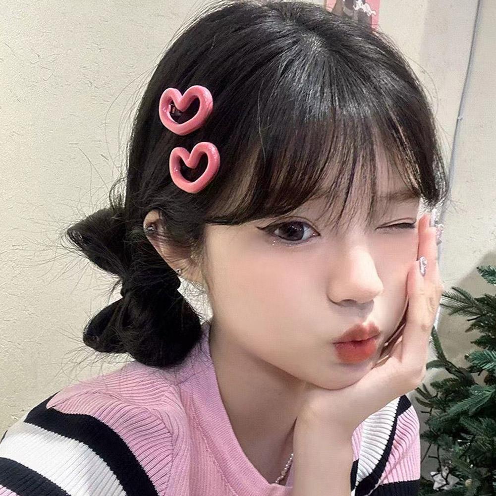 Super Cute Pink Beige Heart-shaped Pentagram Hair Clip Kawaii Korean Stars Hairpin Hairpin For B8B7