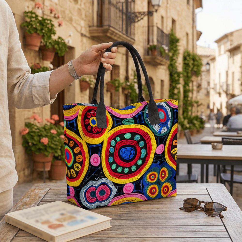Bohemian Colorful Pattern Large Capacity Women Casual Tote Shoulder Bag for Daily Use