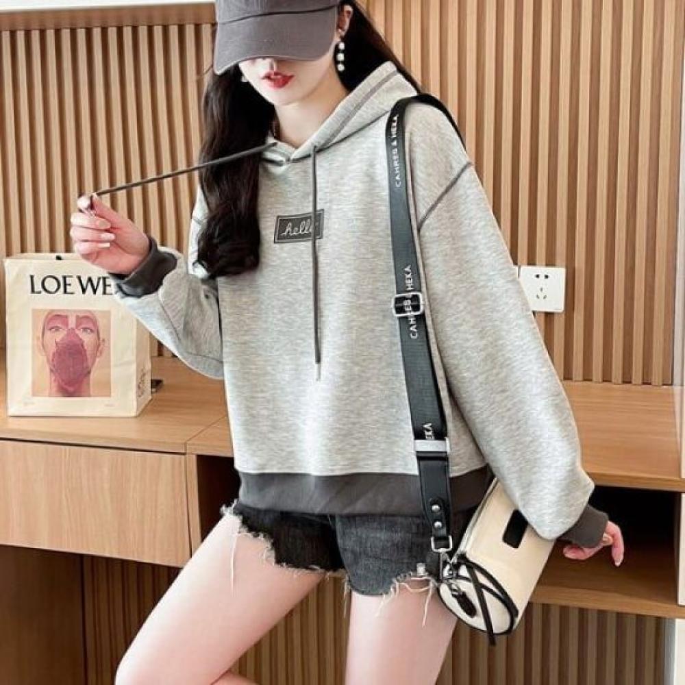Navava Women Color Accent Long Sleeve Hoodie Sweatshirt Nt2285