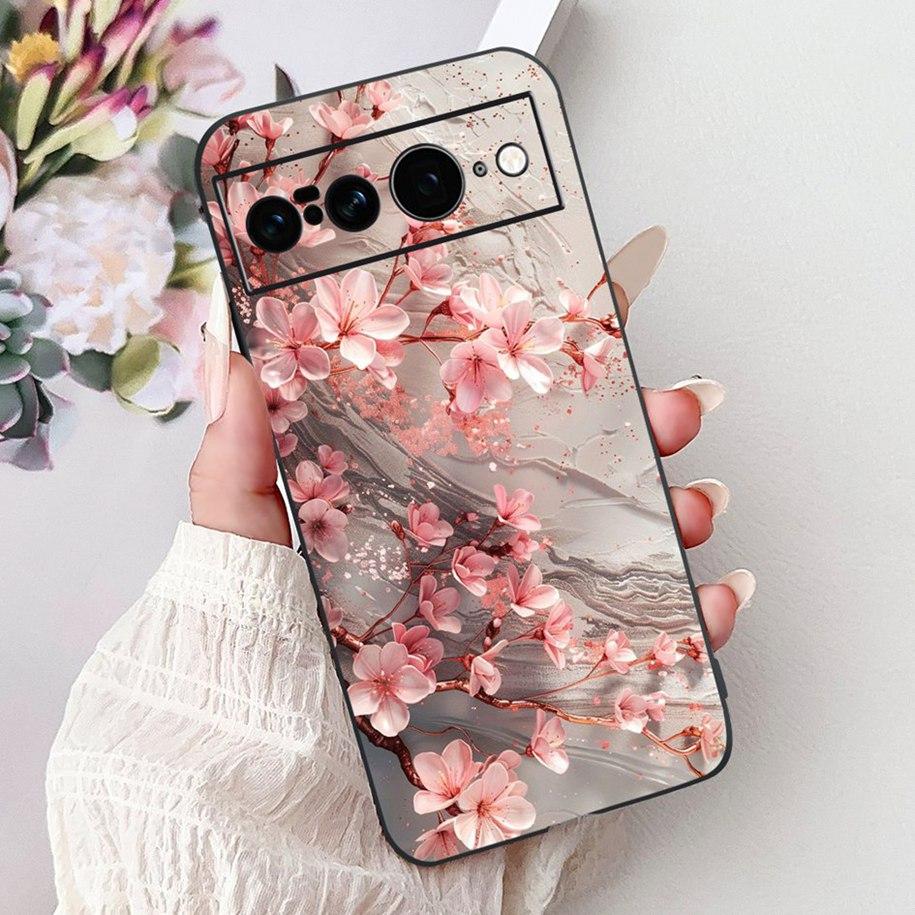 Case For Google Pixel 7 Pro Cover GE2AE New Stylish Butterfly Flower Marble Soft Black Silicone Bumper For Google Pixel 7 Fundas