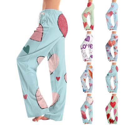 Женские пижамные штаны, одежда для сна, повседневные брюки с эластичной резинкой на талии, удобные прямые свободные брюки для йоги