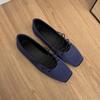 Sheepskin Version~ New Satin Mary Jane Square Head Cross Strap Versatile Ballet Shoes Light Mouth Versatile Flat Shoes