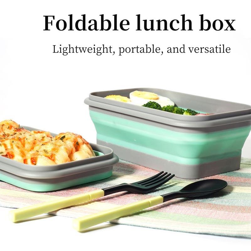 2 шт./набор силиконовых ланч-боксов, складная коробка для пикника, квадратная салатница, многоцелевая дорожная складная коробка для хранения продуктов с крышкой