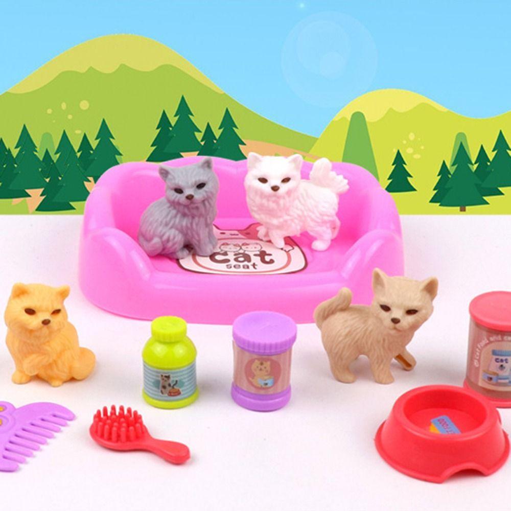 Animal Dog Pet Basket Toys Dog Doll Set Scene Playing Toys New Puppy Pretend Play Toy