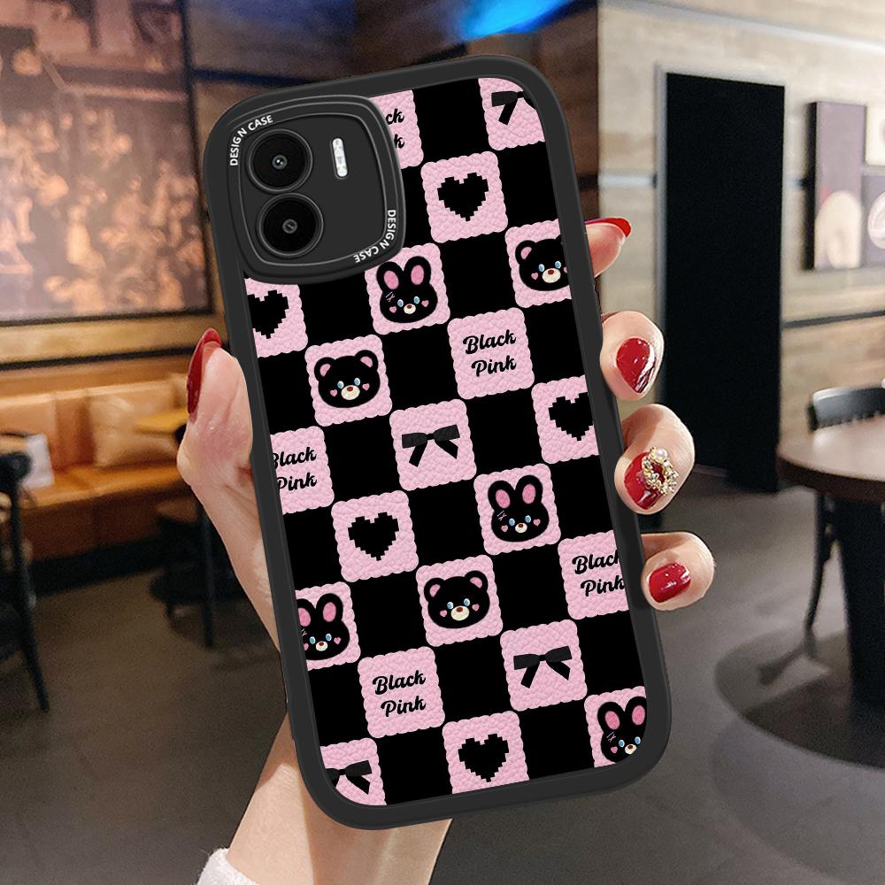 Решетчатый милый чехол для телефона из искусственной кожи с изображением медведя и кролика для iPhone 15 14 13 12 Pro Max Samsung Galaxy S23 Ultra S20 FE A52 Redmi Xiaomi POCO Мягкий чехол