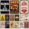 Retro Plaque Vintage Grill King Metal Sign Backyard BBQ Sign Tin Sign Bar Pub Garden Decor Dad's BBQ Wall Plate Chillin&Grillin