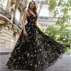 Elegant Sleeveless Deep V Embroidered Backless Ball Gown