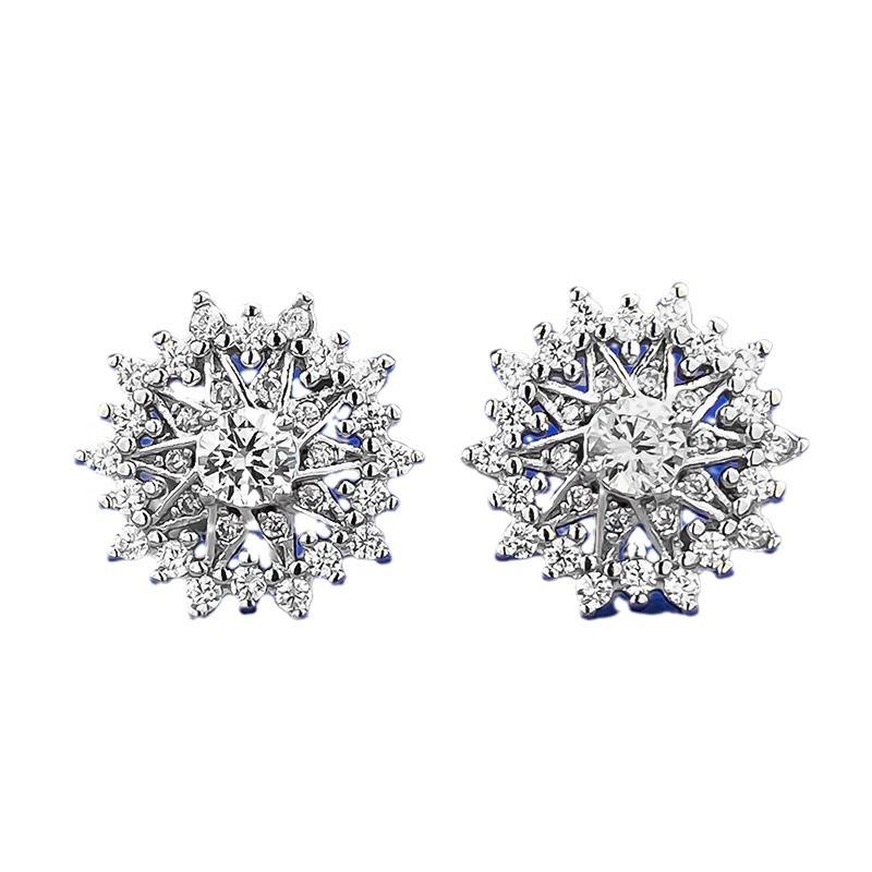 Серьги-астролябии в виде снежинки из серебра 925 пробы Mujing - Стильные, Уникальные и Универсальные для Повседневного Ношения