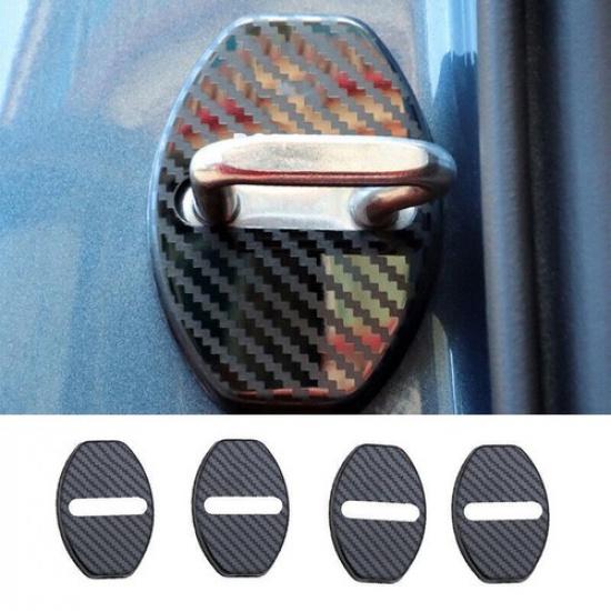 For Porsche Cayenne 2011-2018 Carbon Fiber Steel Door Lock Protection Cover Trim