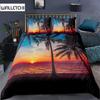 Комплект постельного белья Ocean Beach King из микрофибры Tropical Sunset Beach с пальмами Комплект постельного белья Peaceful Ocean Evening Покрывало для пододеяльника