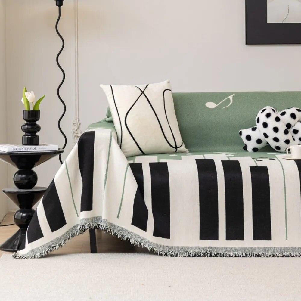 Чехол для дивана с ключом от фортепиано, полотенце для дивана, чехол для дивана из синели, коврик для домашних животных, коврик для гостиной, музыкальная нота, чехол для дивана, одеяло