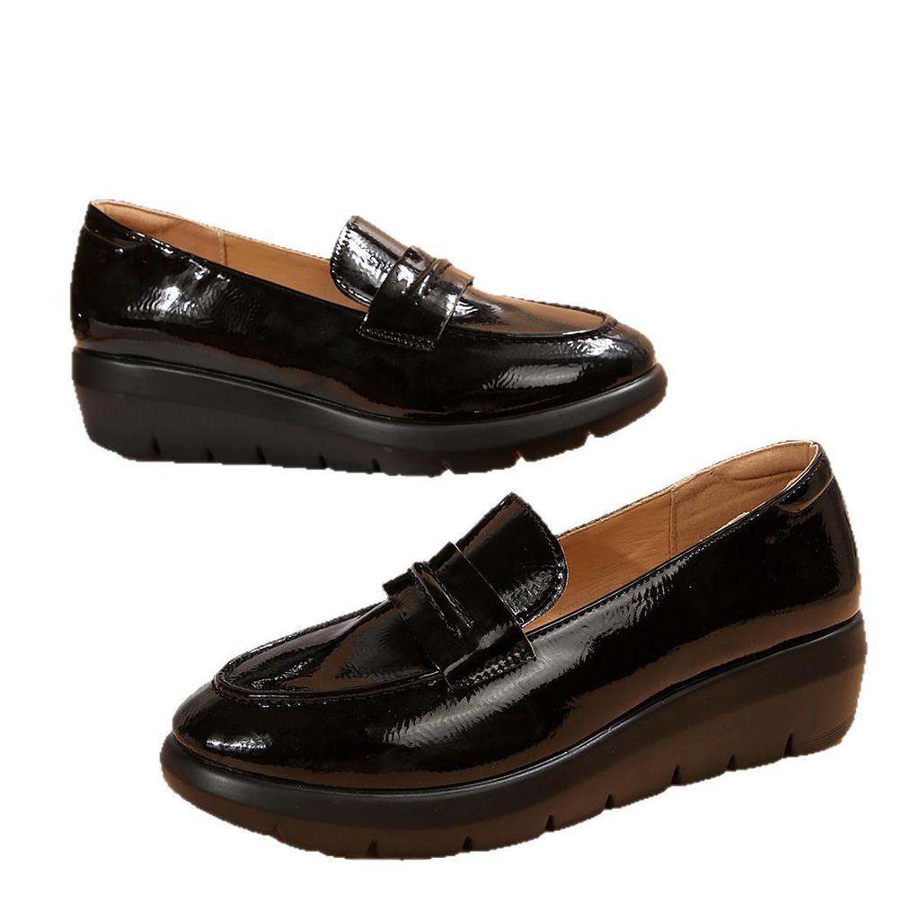 2025 танкетка каблук 2025 новый удобный средний каблук 35-41 большой размер круглая головка крышка стопы неглубокий носок мокасины женские