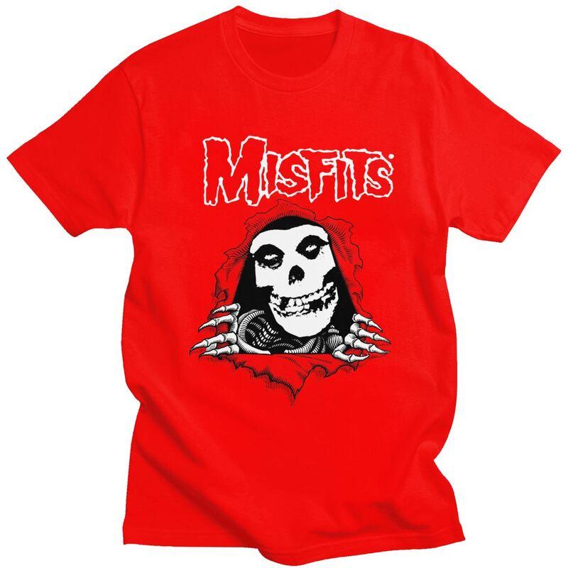 Мужские футболки на заказ в стиле Хоррор Панк Рок Misfits с черепом, футболки из чистого хлопка, футболки с коротким рукавом