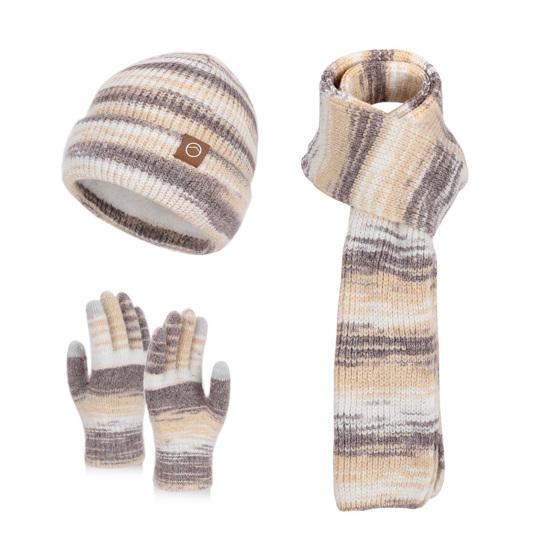 Набор из 3 предметов: женская зимняя шапка, шарф, перчатки, утолщенная бархатная подкладка