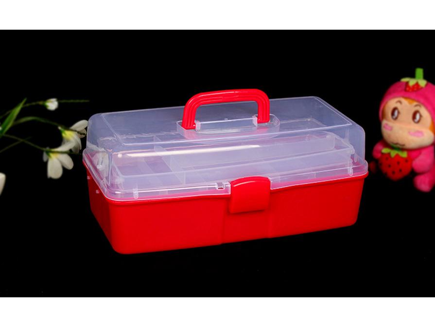 Extra Large Transparent Plastic Toolbox with Three Layers - Artist & Electrician Portable Folding Storage Box