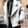 Men Winter Lapel Long Sleeve Coat Double Breasted Pockets Solid Color Warm Woolen Outwear Streetwear
