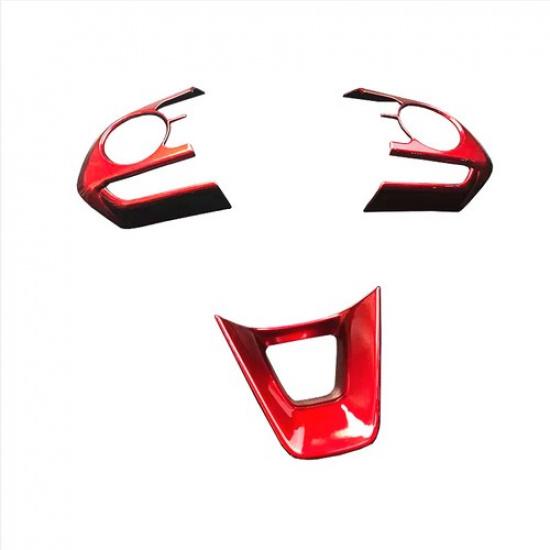 Red ABS Steering Wheel Decor Frame Trim For Toyota Corolla Cross -2025