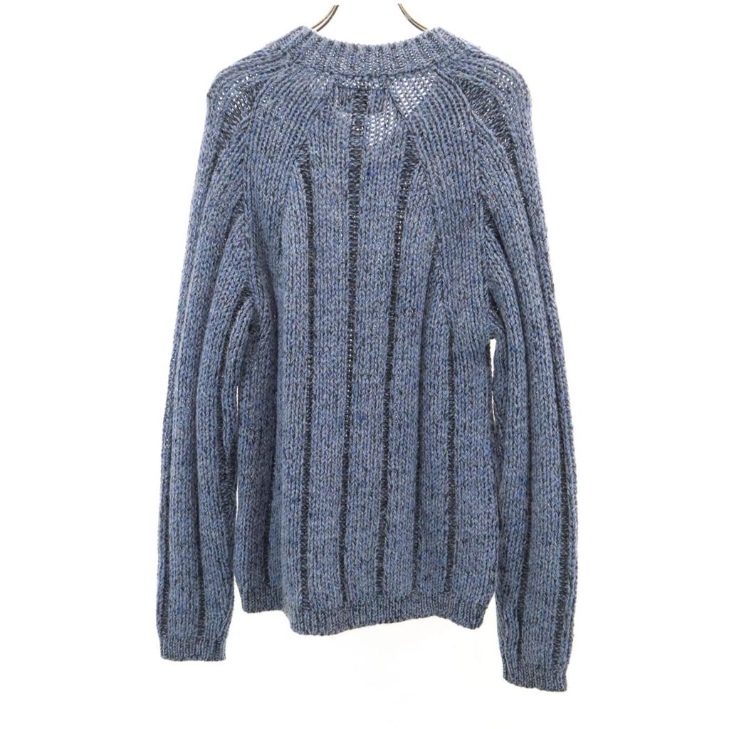 Armani Jeans 90-е Шерстяная смесь Старый Вязаный свитер с V-образным вырезом и длинным рукавом S Синий Женский Б/у