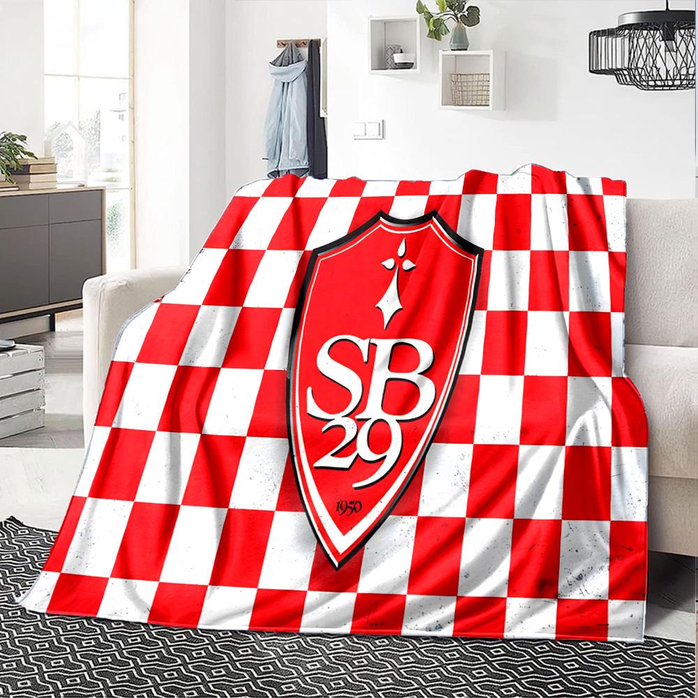 Sb29 Badge Emblem Flannel Blanket, Soft Polyester, Modern Design, All-Season for Camping, Travel, Gifts for holidays or birthdays