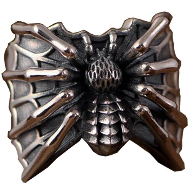 Тайское стильное винтажное серебряное кольцо с пауком для женщин, идеально подходящее для любителей панка и моды