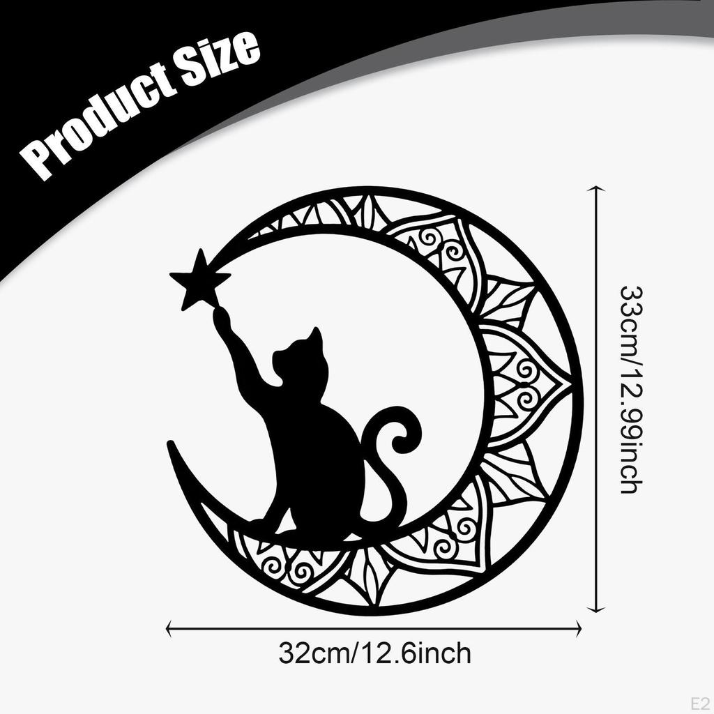 Cat Silhouette Decor Decorative Plaque Easy To Hang Moon Design Lover Gifts for Bathroom Gate