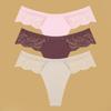 3Pcs Seamless Stretch Thongs Women Comfort Patchwork Lace Panties Female Low-Waist G-string High Quality Floral Soft Lingerie